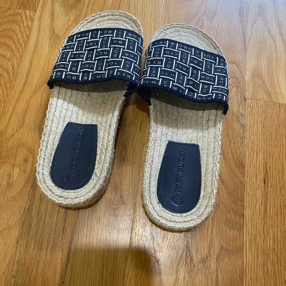 Never worn Tory Burch espadrilles. Great Blue and cream color! - Picture 2 of 3
